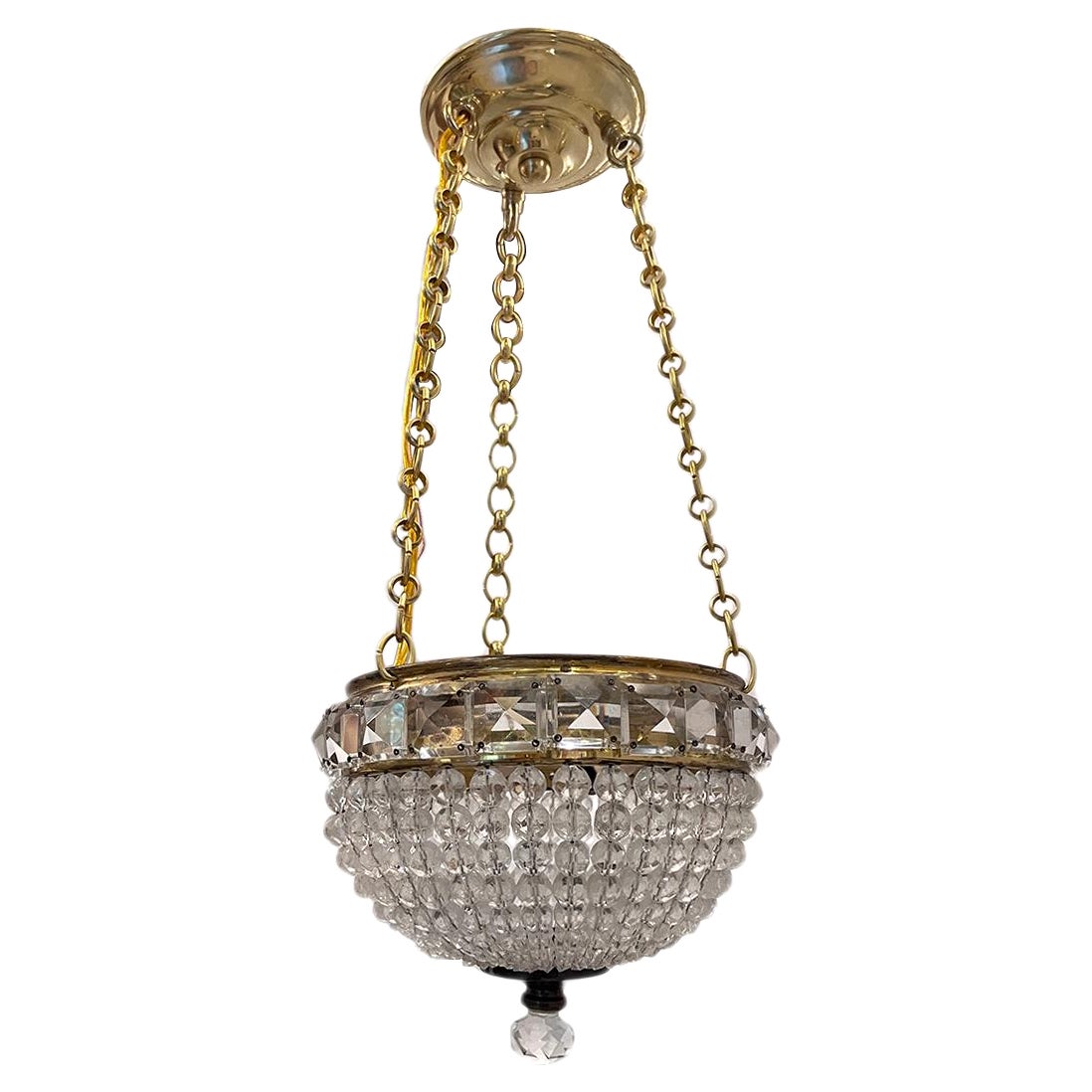 Antique Beaded Crystal light fixture For Sale