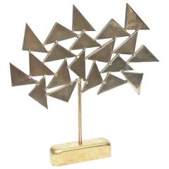 French Solid Brass Heavy Signed One of a Kind Geometric Sculpture 6
