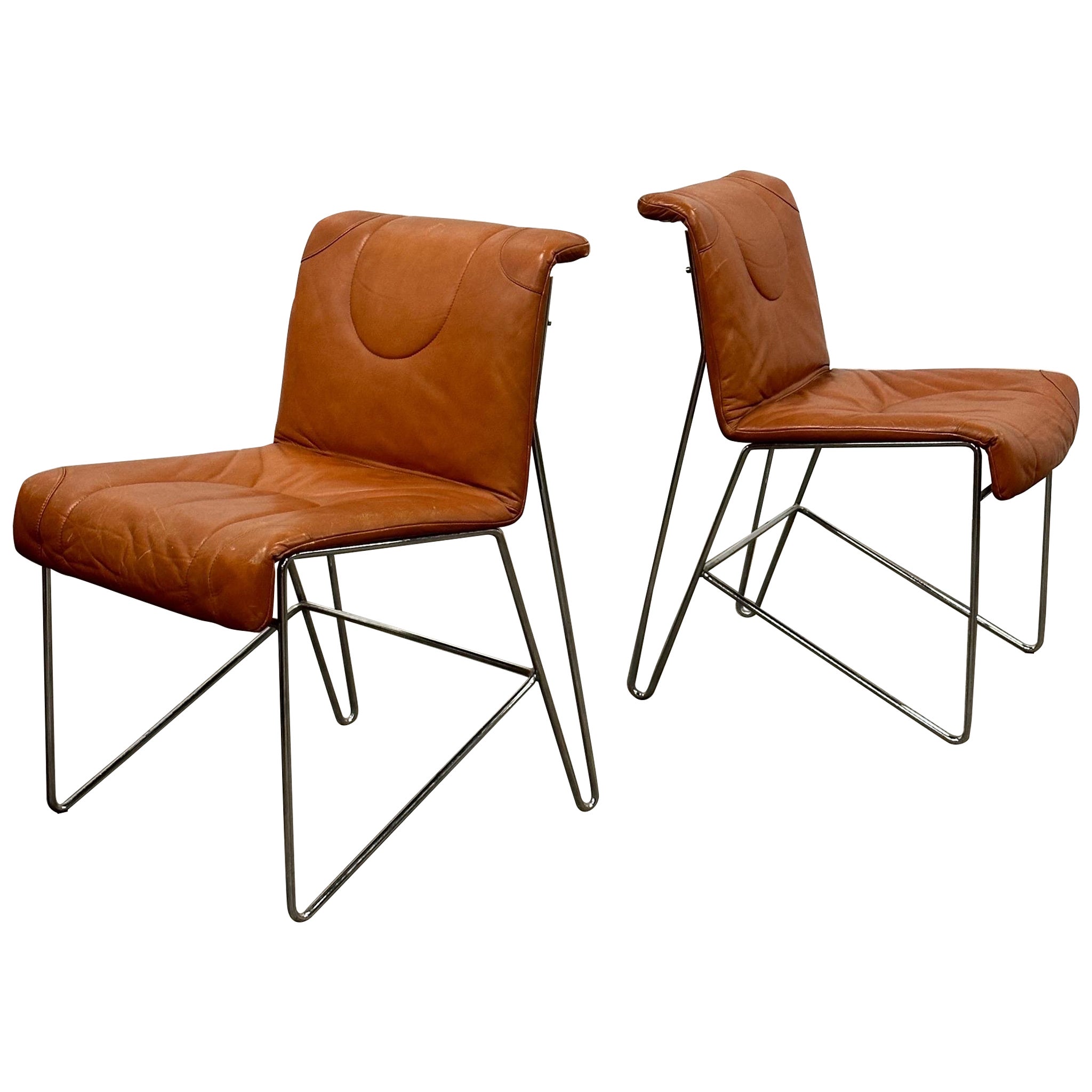 Leather Side Chairs by Guido Faleschini for Pace Collection