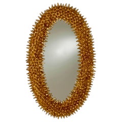 Gold Spore Spike Oval Mirror by Barry Dixon for Arteriors