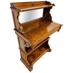 Antique Victorian Burled Walnut Mirrored Chiffonier