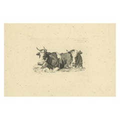 Tranquil Pastoral Scene with Two Resting Cows, by Anthony Oberman in 1810