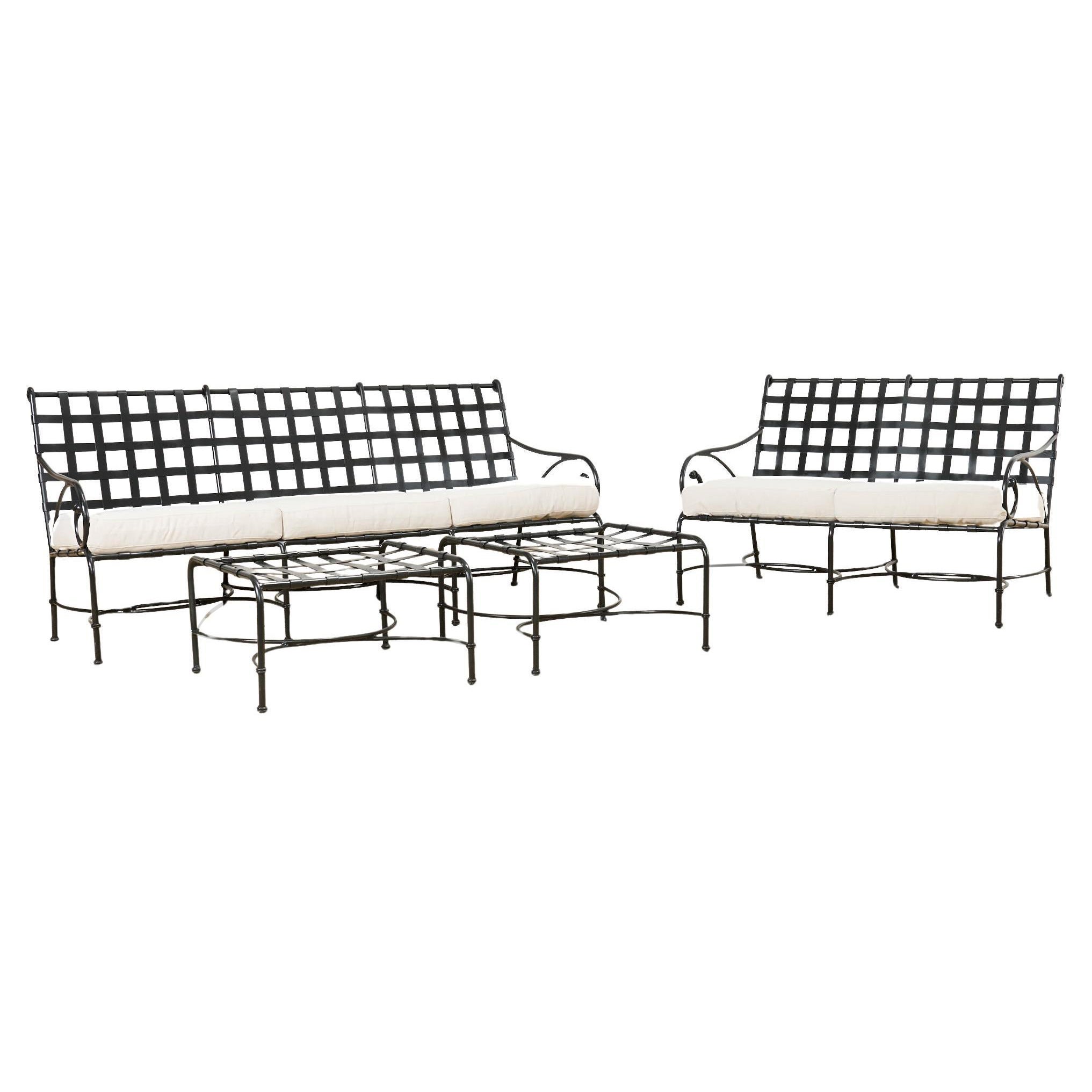 Richard Frinier for Brown Jordan Sofa Settee Set with Ottomans