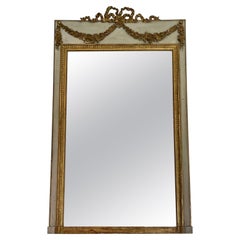 Large Antique Victorian Quality Giltwood and White Painted Overmantle Mirror
