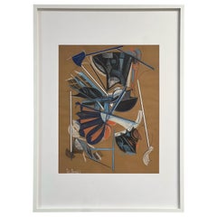 Paul Nabb Cubist Abstract Pastel Painting
