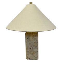 Natural Coquina Coral Stone Lamp With Shade, 1980s