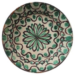 Large 19th Century Spanish Fajalauza Earthenware Bowl #5