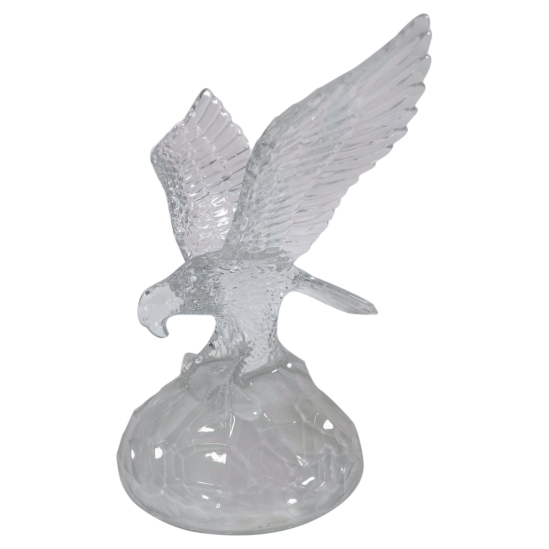 Crystal Eagle Sculpture - Lalique Style, Vintage 1980s