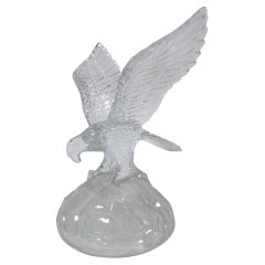 Crystal Eagle Sculpture - Lalique Style, Vintage 1980s
