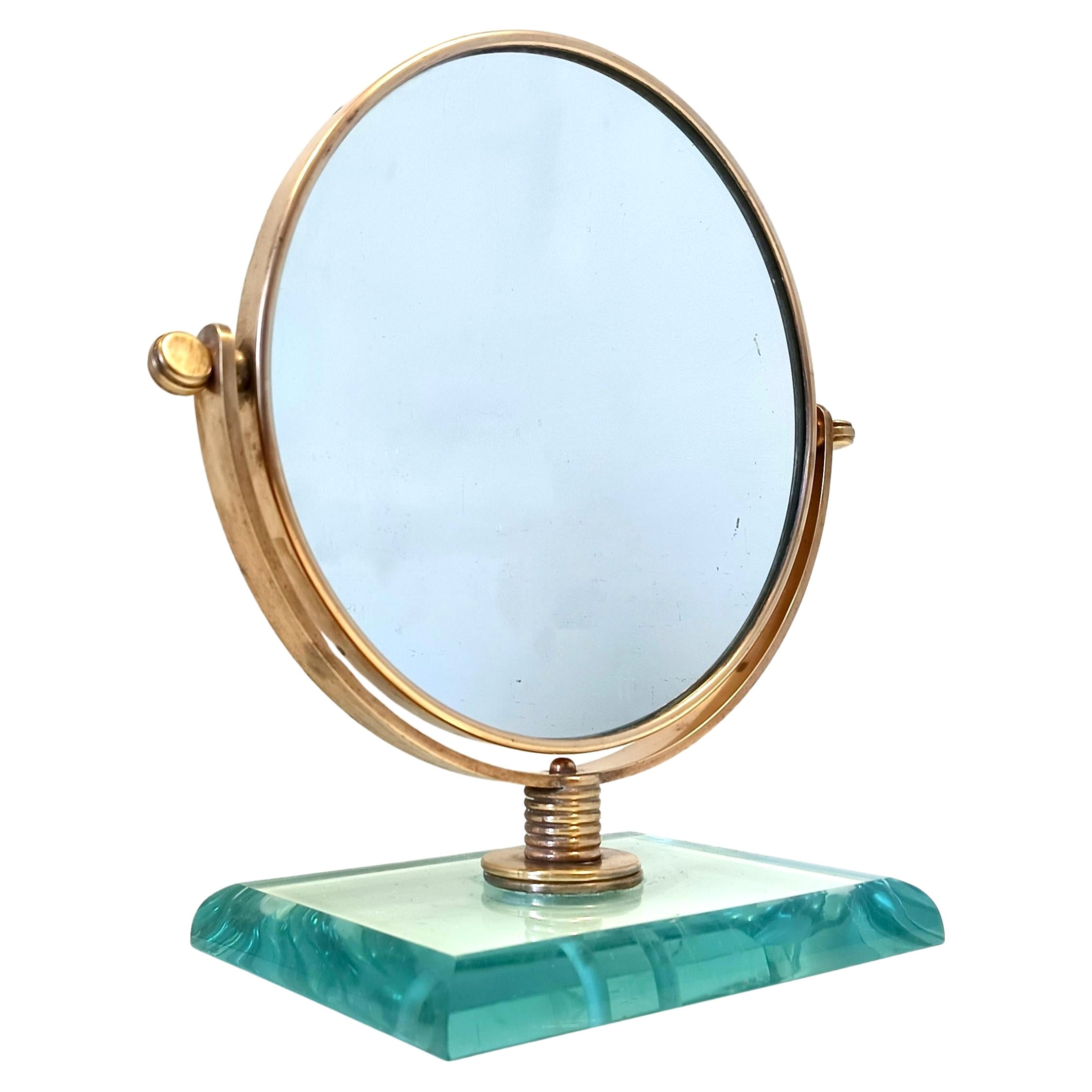 Waschtischspiegel aus Messing und Glas von Gio Ponti, Fontana Arte zugeschrieben, Italien im Angebot