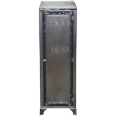 Vintage Tall Industrial Brushed Steel Locker