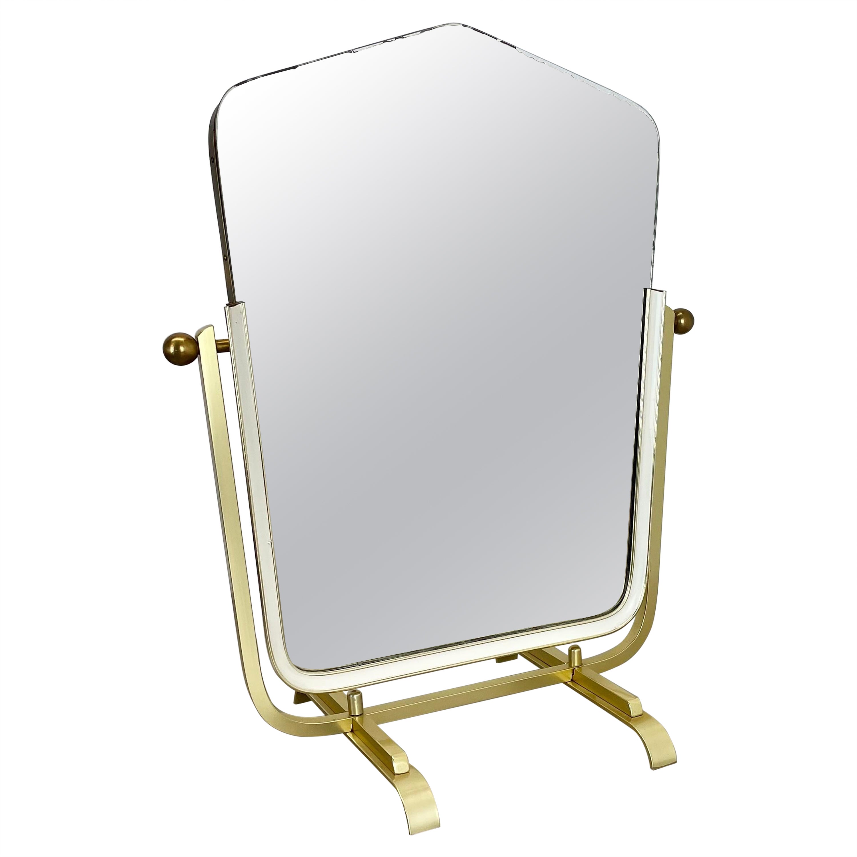 Large Modernist Table Mirror Vereinigte Werkstätten München attrib. Germany 1950