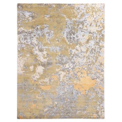 New Contemporary Abstract Wool & Silk Textured Carpet with Transitional Style