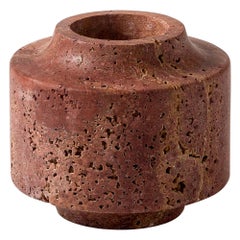 Vase SPIRA 02 en travertin rouge