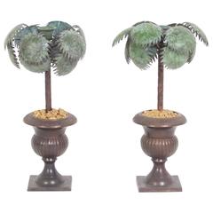 Vintage Palm Tree Potted Candlesticks