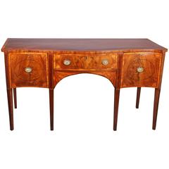 George III Period Mahogany and Satinwood Banded Serpentine-Fronted Sideboard