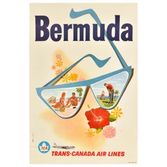 Poster pubblicitario originale d'epoca Bermuda Trans Canada Air Lines TCA