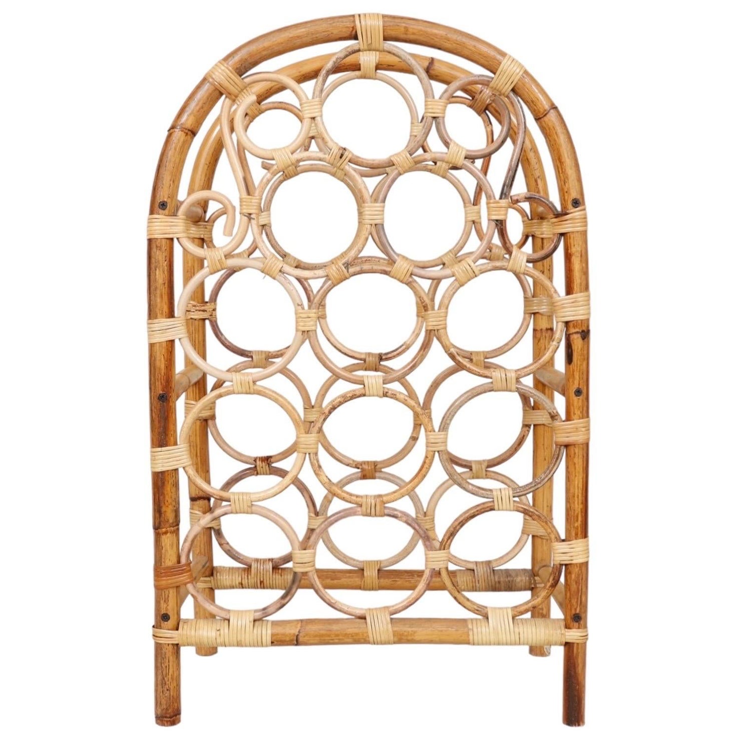 Bamboo & Rattan Arch Shaped Wine Rack