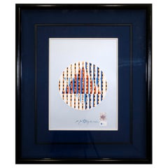 Yaacov Agam Estrella circular del amor Serigrafía Op Art firmada 92/99 Enmarcada 1983