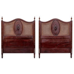 Pair Of Elegant Twin Cane Headboards