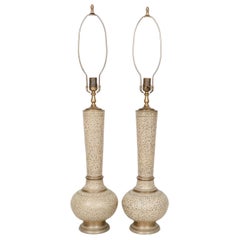 Moroccan Sgraffito Brass Table Lamps - a Pair