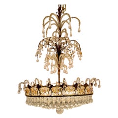 Estate Original Crystal Beaded Chandelier from Old New Orleans Home, Circa 1950.
