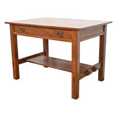 Bureau Mission en chêne Arts & Crafts de L. & J. G. Stickley, restauré
