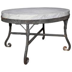 Iron and Marble Oval Table