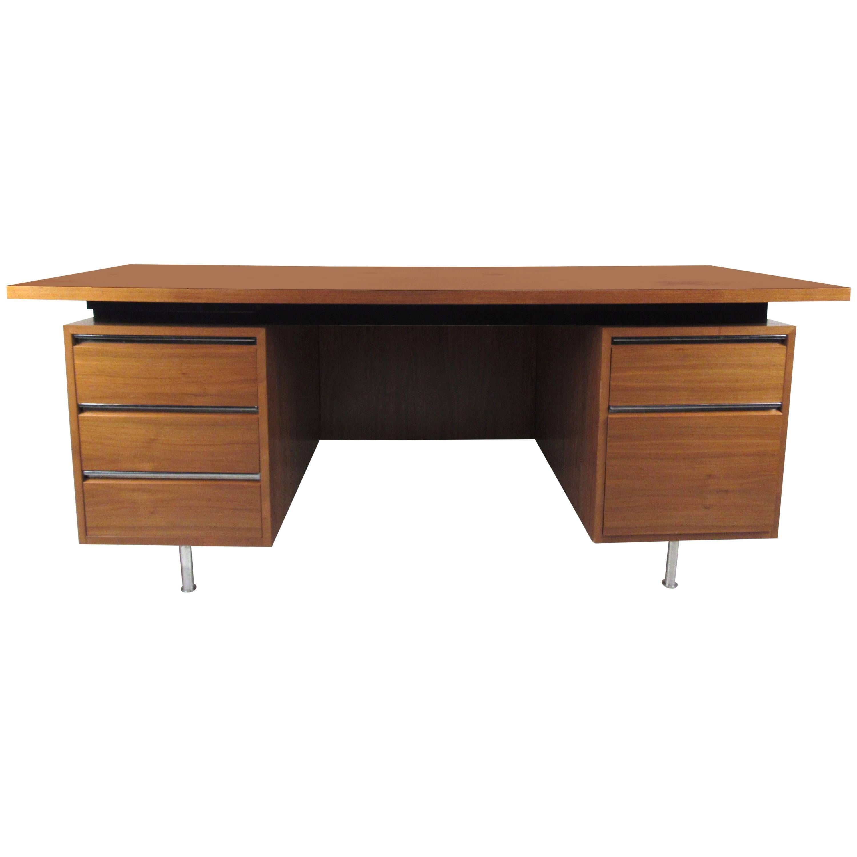 Stylish Vintage Teak Executive Desk