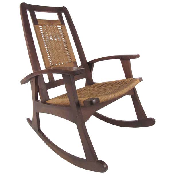 Mid-Century Rope Seat Rocking Chair For Sale at 1stDibs | yugoslavia ...