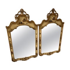 Paire de miroirs muraux vintage de style chinoiserie italienne