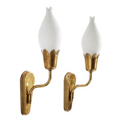 Fog & Mørup, Wall Lights, Brass, Glass, Denmark, 1960s