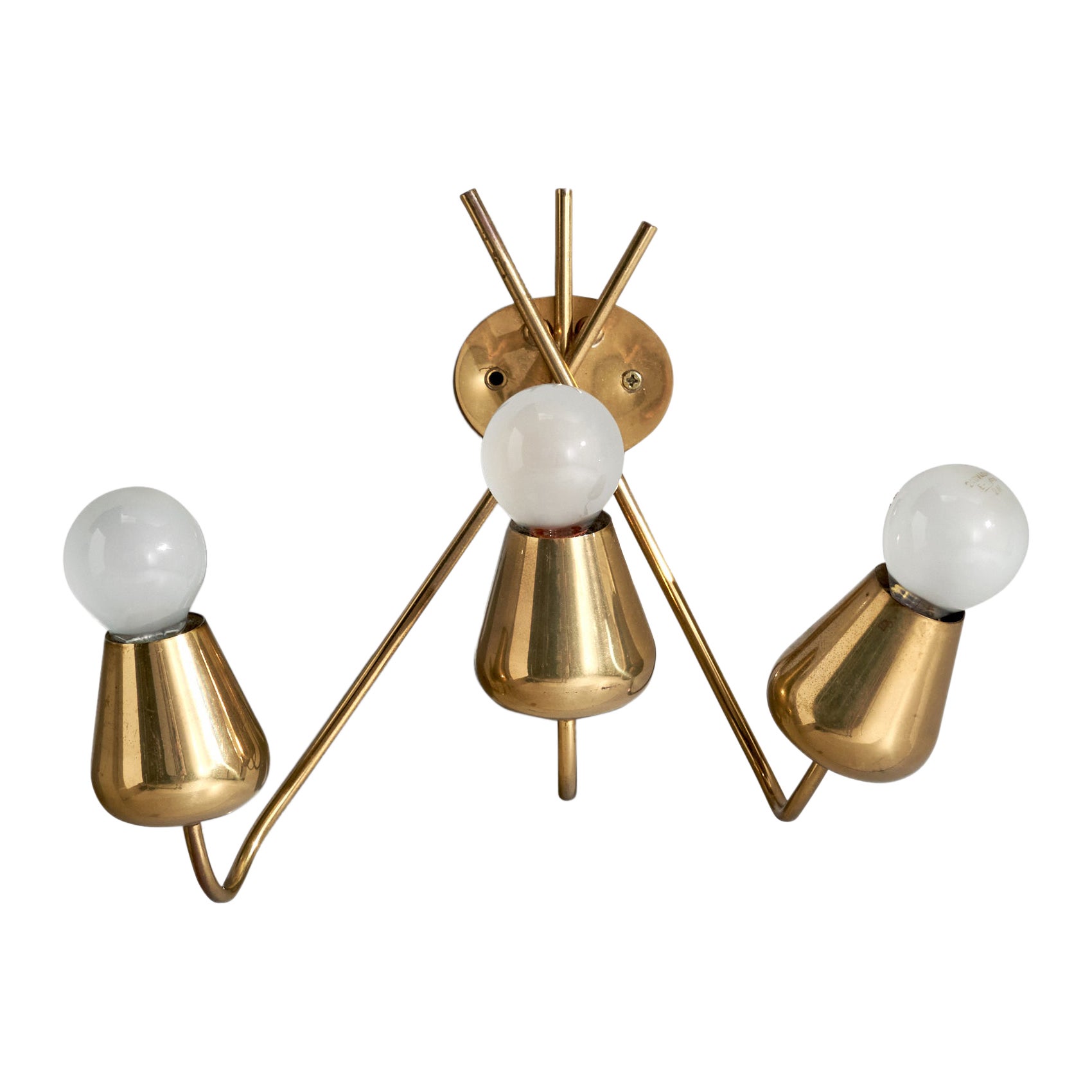 Austrian Designer, Wall Light, Brass, Austria, 1950s