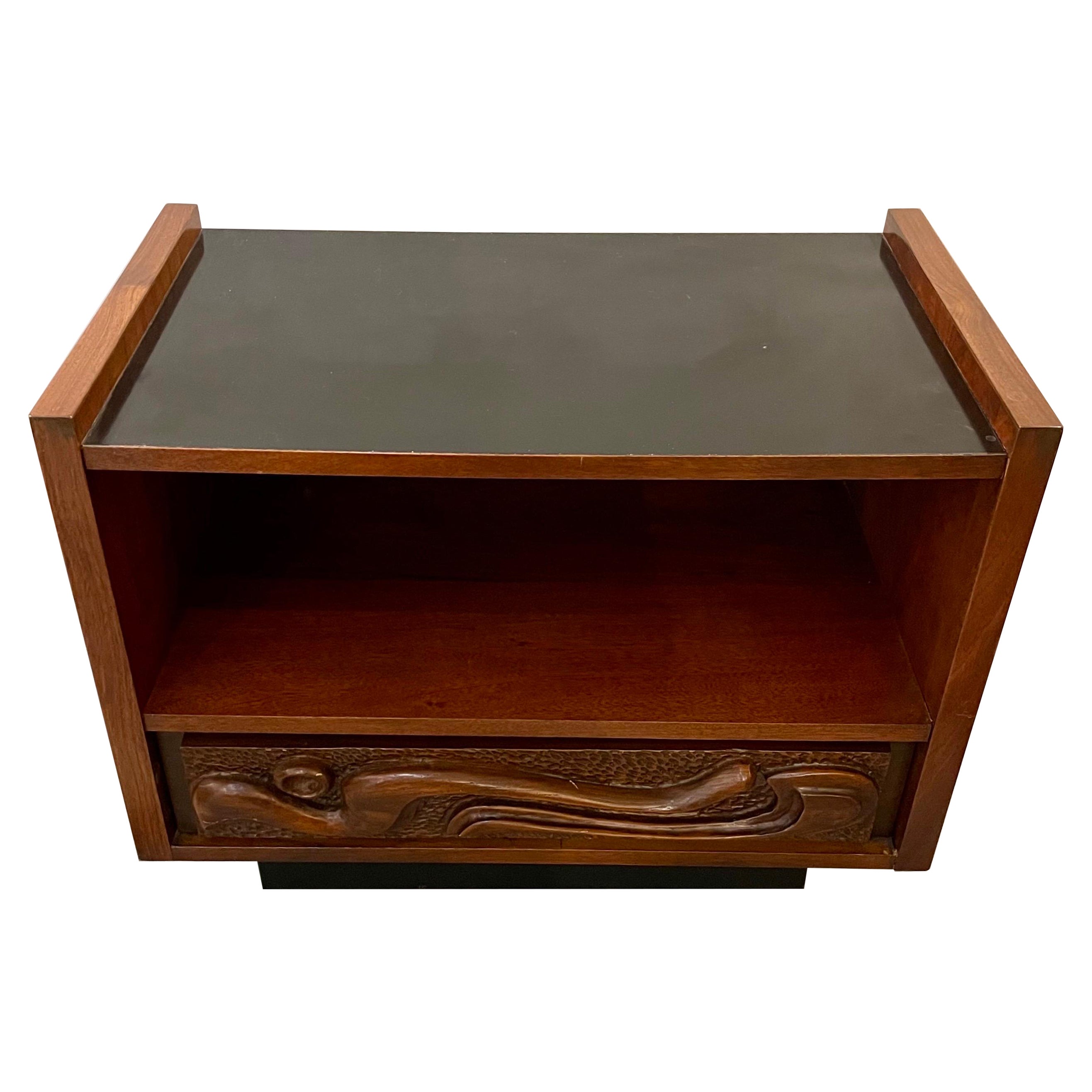 Pulaski Signed Brutalist Mid Century Entertainment Side Table Oceanic Witco For Sale
