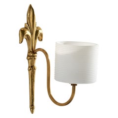 Schwedische Designerin, Wandleuchte, Messing, Glas, Schweden, 1940er Jahre