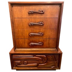 Witco Style Pulaski Mid Century Oceanic Brutalist Gentlemans Chest Highboy