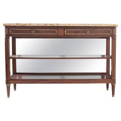 French 19th Century Mahogany Console Dessert with Marble Top
