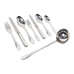 Jean E. Puiforcat Art Deco Cutlery Flatware Set Menton Sterling Silver 85 Pieces