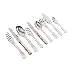 Jean E. Puiforcat Art Deco Cutlery Flatware Set Dinard Sterling Silver 147 Pces