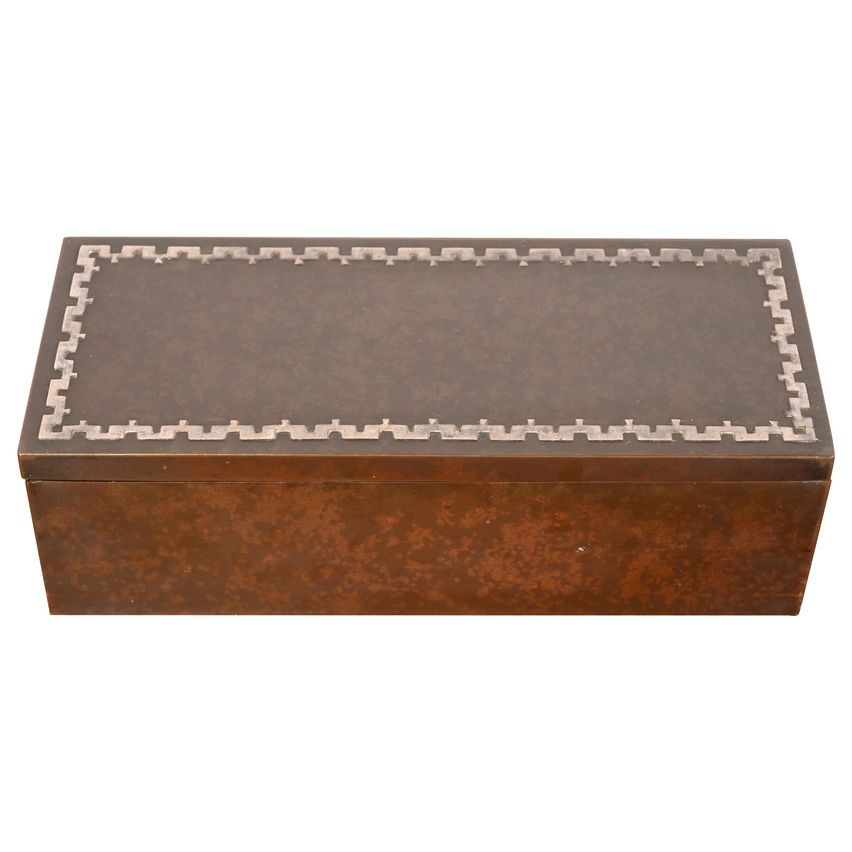 Heintz Arts & Crafts Humidor- oder Zigarrenschachtel aus Sterlingsilber auf Bronze im Angebot