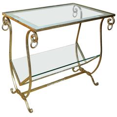 Gilt Metal Combination Side Table Magazine Rack