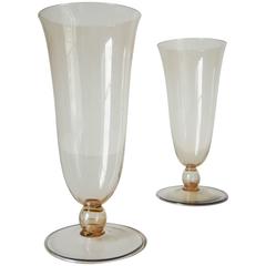 Passendes Vasenpaar aus Cappellin Murano Vittorio Zecchin, Mvm, Mvm
