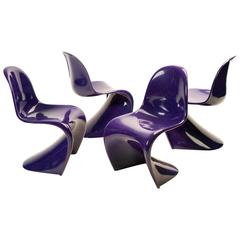 Set of Four Purple Panton Chairs in Baydur