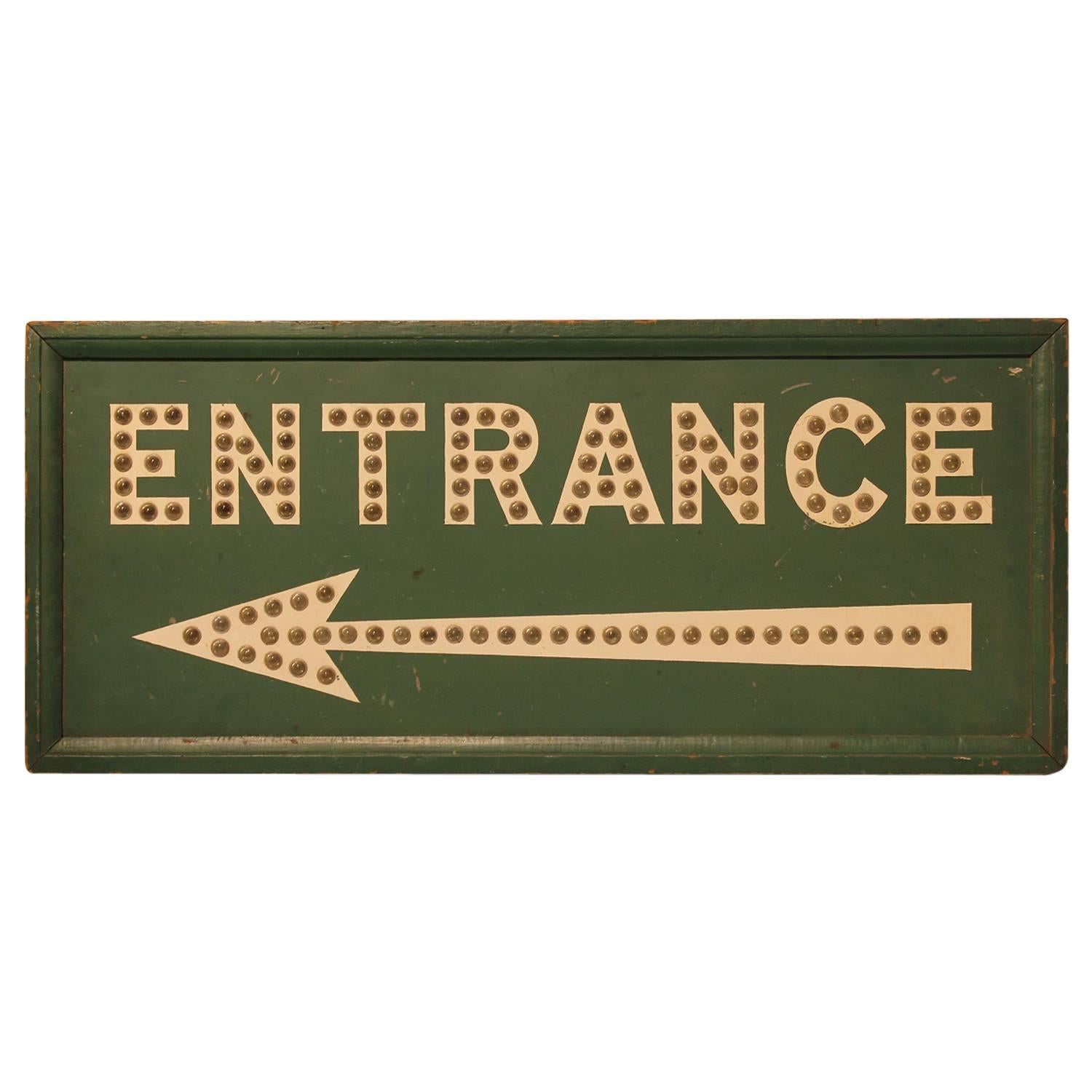 1930s Double Sided Reflective Marbles "Entrance" Sign For Sale