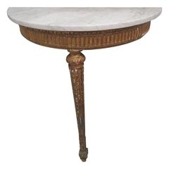 Antique French Giltwood Marble-Top Demilune Console 3