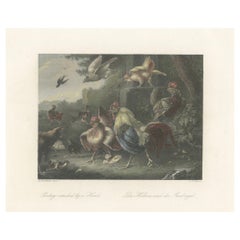 Defending the Flock: The Poultry's Stand Against the Hawk, Hand-colored ca.1860