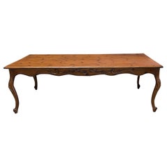 Louis XV Carved Country French Provincial Style Pine Dining Table