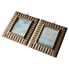 Pair 19th Century Oil Giltwood Foxed Mirrors Country House