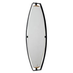 Italian mirror with black frame and brass elements c1950