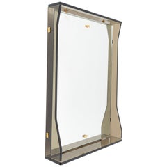 Specchio con cornice in vetro grigio/verde stile Fontana Arte